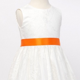 Girls Orange Double Sided Satin Dress Sash