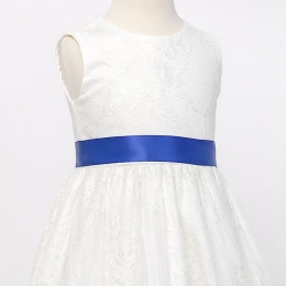 Girls Royal Blue Double Sided Satin Dress Sash