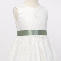 Girls Sage Green Double Sided Satin Dress Sash