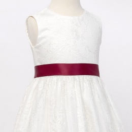 Girls Wine Double Sided Satin Dress Sash