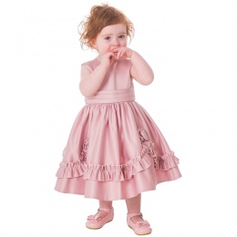 Girls Dusky Pink Frilly Rose Dress