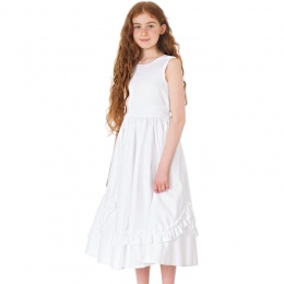 Girls White Frilly Rose Dress