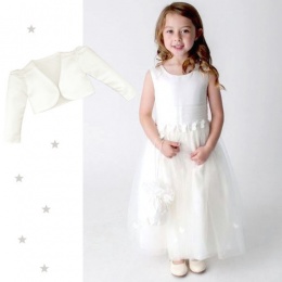 Girls Ivory Butterfly Dress, Dolly Bag & Long Bolero