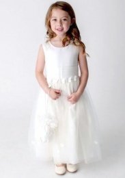 Girls Ivory Organza Satin Butterfly Dress & Dolly Bag