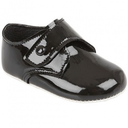 Baby Boys Black Patent Button Pram Shoes 'Baypods'