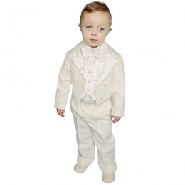 Boys Ivory 5 Piece Tuxedo Tail Suit