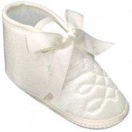 Baby Boys Ivory Satin Emb Christening Baptism Pram Shoes