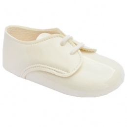 Baby Boys Ivory Patent Lace Pram Shoes 'Baypods'