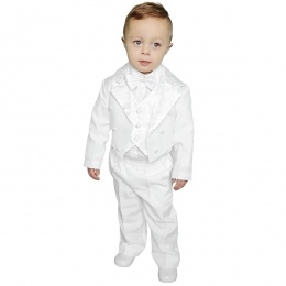 Boys White 5 Piece Tuxedo Tail Suit