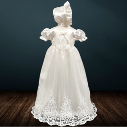 Baby Girls Ivory Embroidered Christening Gown & Bonnet