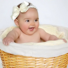 Baby Girls Ivory Organza Headband with Large Satin & Organza Bow