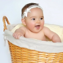 Baby Girls Ivory Organza Headband with Satin & Diamante Bow