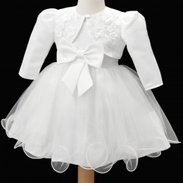 Baby Girls White Bow Tulle Dress & Bolero Jacket