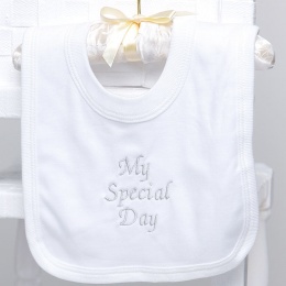 White Cotton My Special Day Bib