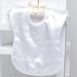 White Plain Satin Popper Bib