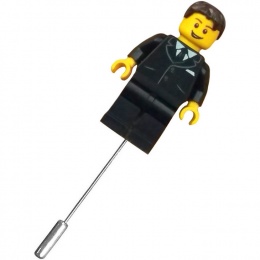 Black Suit Minifigure Buttonhole Lapel Pin