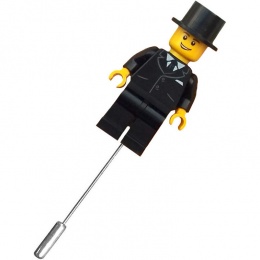 Black Top Hat Minifigure Buttonhole Lapel Pin