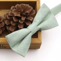 Boys Light Sage Green Textured Cotton Bow Tie with Adjustable Strap