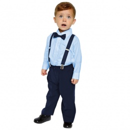 Boys Blue & Navy 4 Piece Braces & Bow Tie Suit
