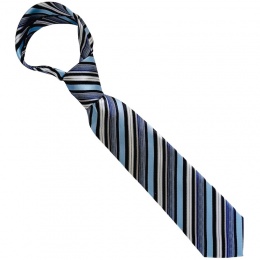 Boys Blue Striped Satin Full Tie