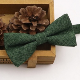 Boys Dark Leaf Green Textured Cotton Bow Tie with Adjustable Strap