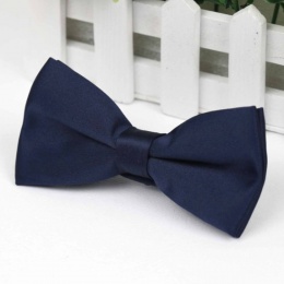 Boys Dark Navy Smooth Matt Satin Bow Tie with Adjustable Strap