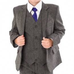 Boys Grey Tweed Herringbone Jacket