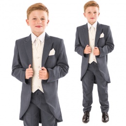 Boys Grey & Ivory Deluxe Swirl 6 Piece Tail Suit