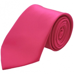 Boys Cerise / Hot Pink Plain Satin Tie (45'')