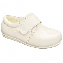 Boys Ivory Patent Formal Velcro Shoes