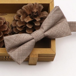 Boys Light Brown Textured Cotton Bow Tie with Adjustable Strap