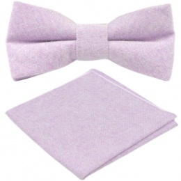 Boys Pastel Lilac Cotton Adjustable Dickie Bow & Pocket Square