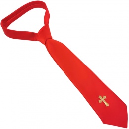 Boys Red Communion Tie with Gold Cross