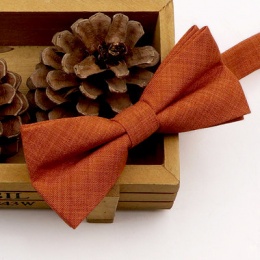 Boys Rust Orange Textured Cotton Bow Tie with Adjustable Strap