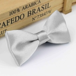 Boys Silver Satin Bow Tie with Adjustable Strap