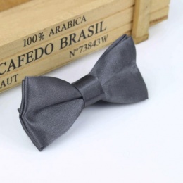 Boys Smoked Grey Satin Bow Tie with Adjustable Strap