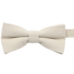 Boys Stone Neutral Check Cotton Bow Tie with Adjustable Strap