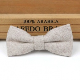 Boys Stonewashed Beige Linen Wool Bow Tie with Adjustable Strap