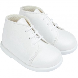 Boys White Matt Lace Up First Walker Boots