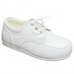 Boys White Patent Formal Lace Up Shoes