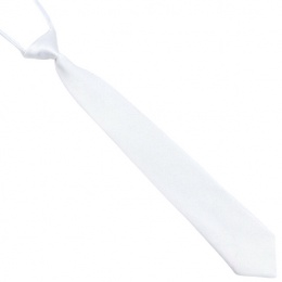 Boys White Silk Effect Adjustable Skinny Tie