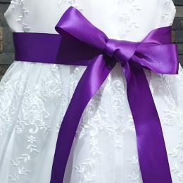 Girls Cadbury Purple Double Sided Satin Dress Sash