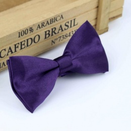 Boys Dark Purple Satin Bow Tie with Adjustable Strap