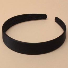 Girls Black Plain Satin Alice Head Band 2.5cm