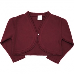 Girls Burgundy 100% Cotton Long Sleeved Bolero