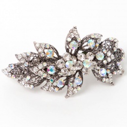 Girls Sparkly Crystal Filigree Leaf Barrette Hair Clip