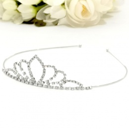 Girls Crystal Tapered Leaf Silver Plated Tiara