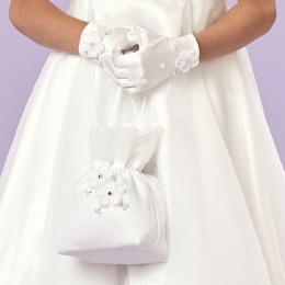 Girls Ivory Flower Dolly Bag & Gloves Set - Poppy & Naomi