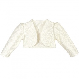 Girls Ivory Embroidered Sequin Long Sleeved Bolero