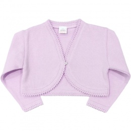 Girls Lilac 100% Cotton Long Sleeved Bolero